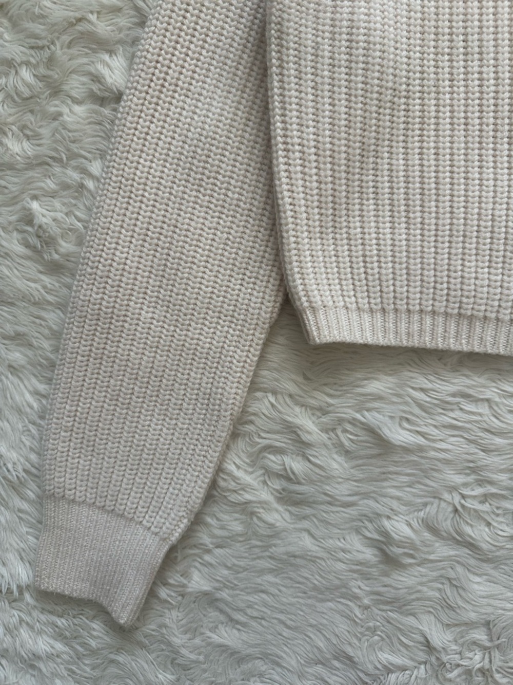 Aritzia Wilfred Nextdoor Sweater Collared 100% Merino Wool Cardigan Cream Sz S - Picture 6 of 12